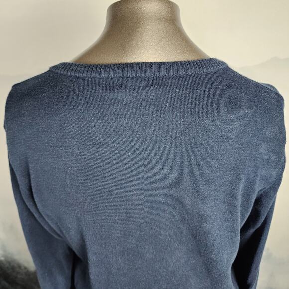 L.L. Bean Cotton Blend Navy Button-Front Cardigan | Women's Medium - Picture 8 of 12